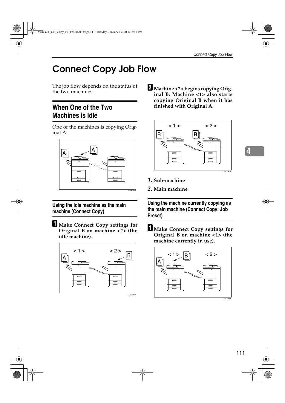 4connect copy job flow, When one of the two machines is idle | Ricoh Aficio 3260C User Manual | Page 125 / 196