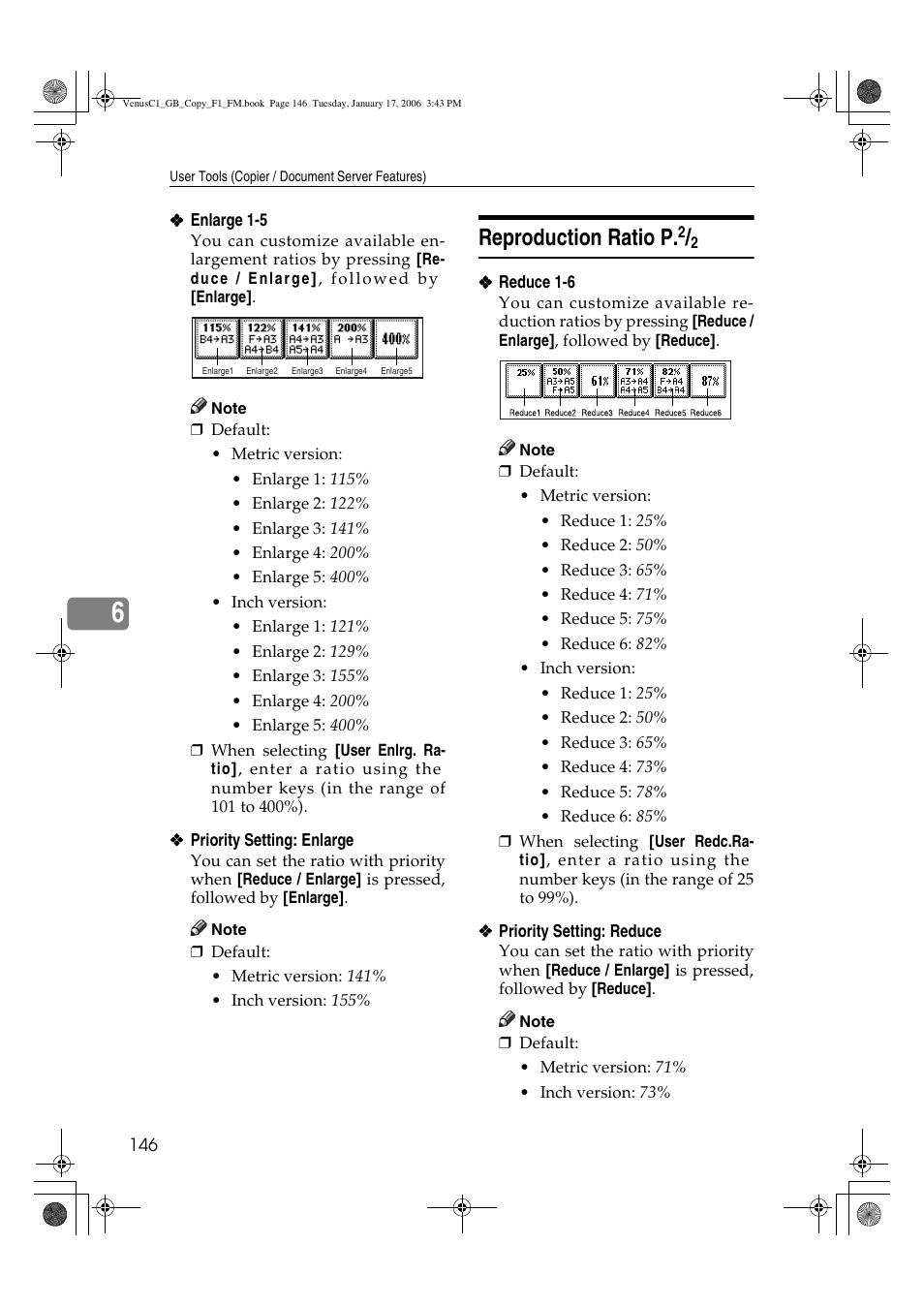 Reproduction ratio p | Ricoh Aficio 3260C User Manual | Page 160 / 196