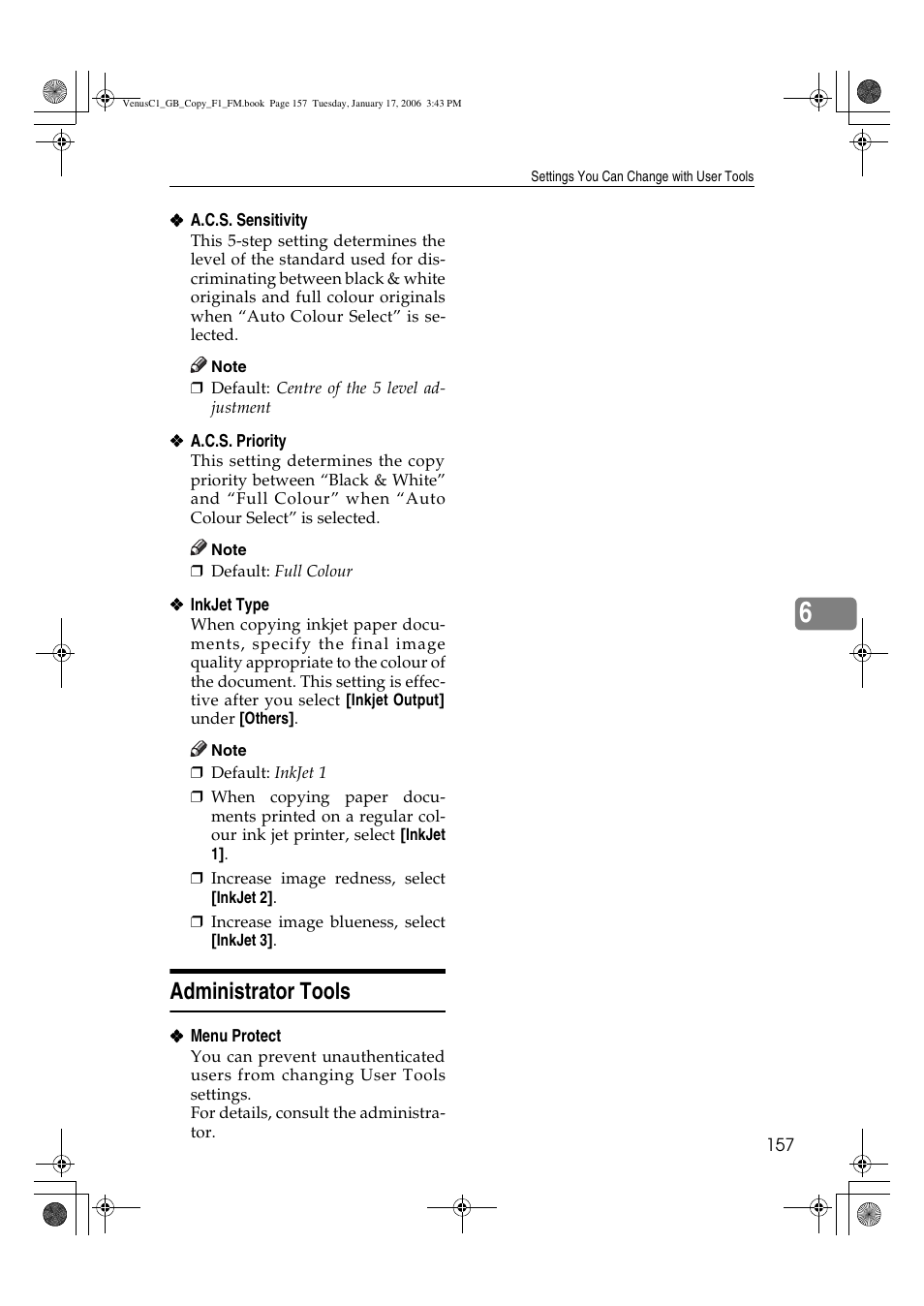 Administrator tools | Ricoh Aficio 3260C User Manual | Page 171 / 196