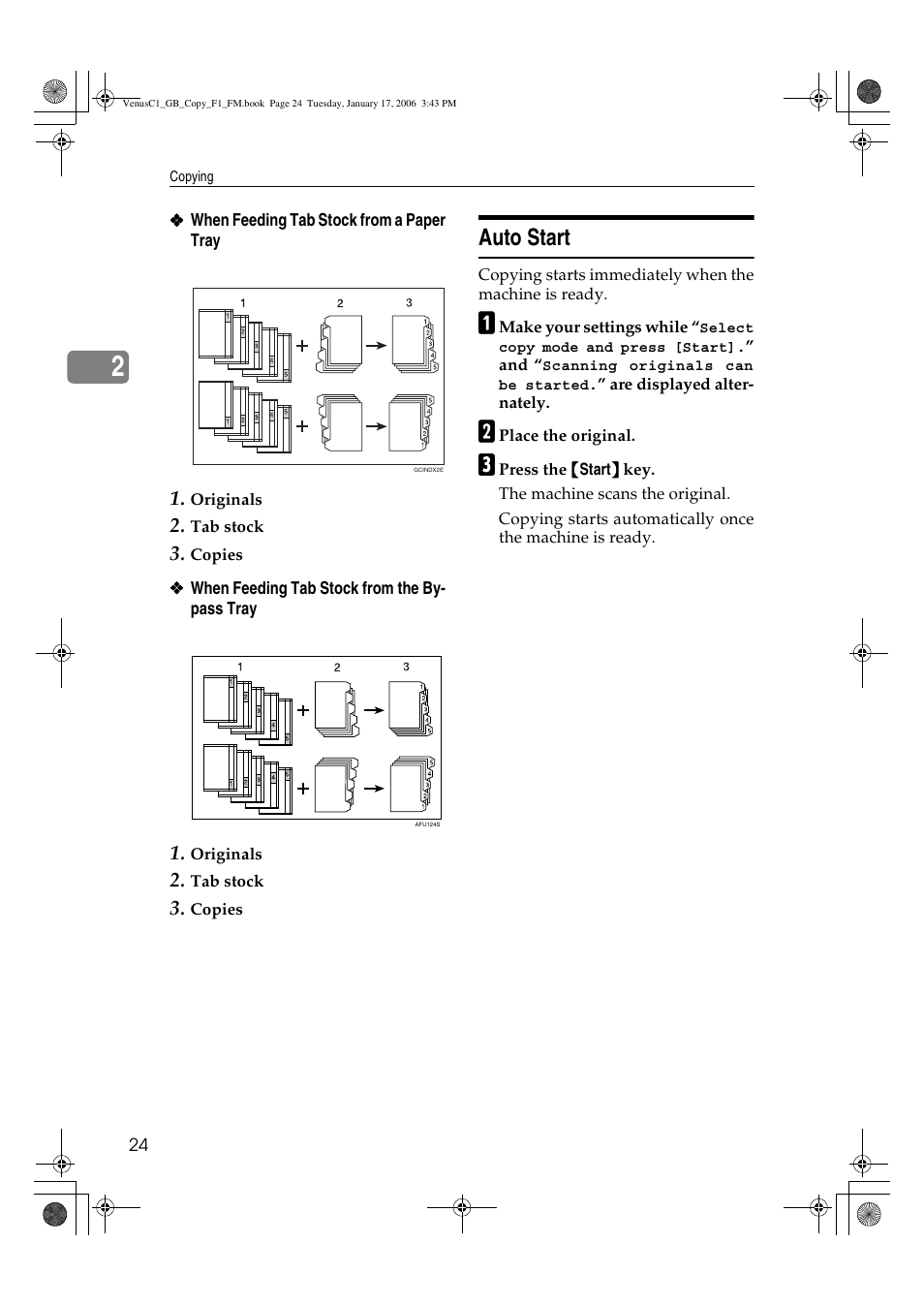 Auto start | Ricoh Aficio 3260C User Manual | Page 38 / 196
