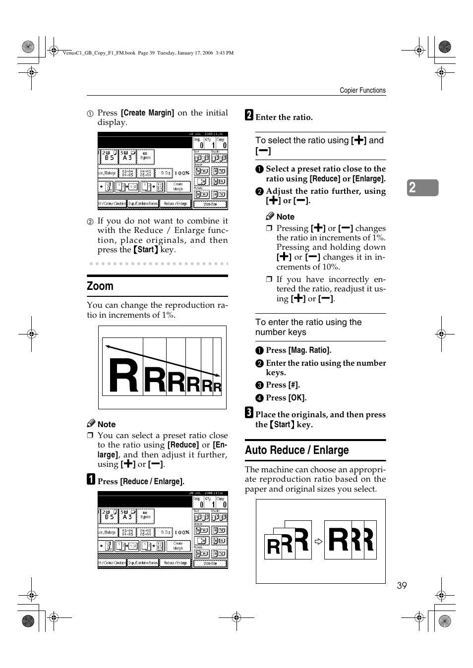 Zoom, Auto reduce / enlarge | Ricoh Aficio 3260C User Manual | Page 53 / 196