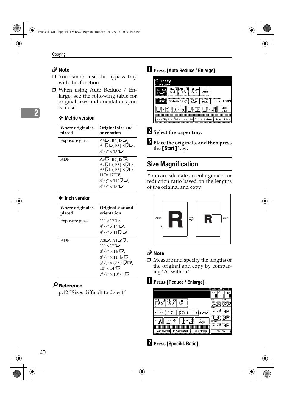 Size magnification | Ricoh Aficio 3260C User Manual | Page 54 / 196