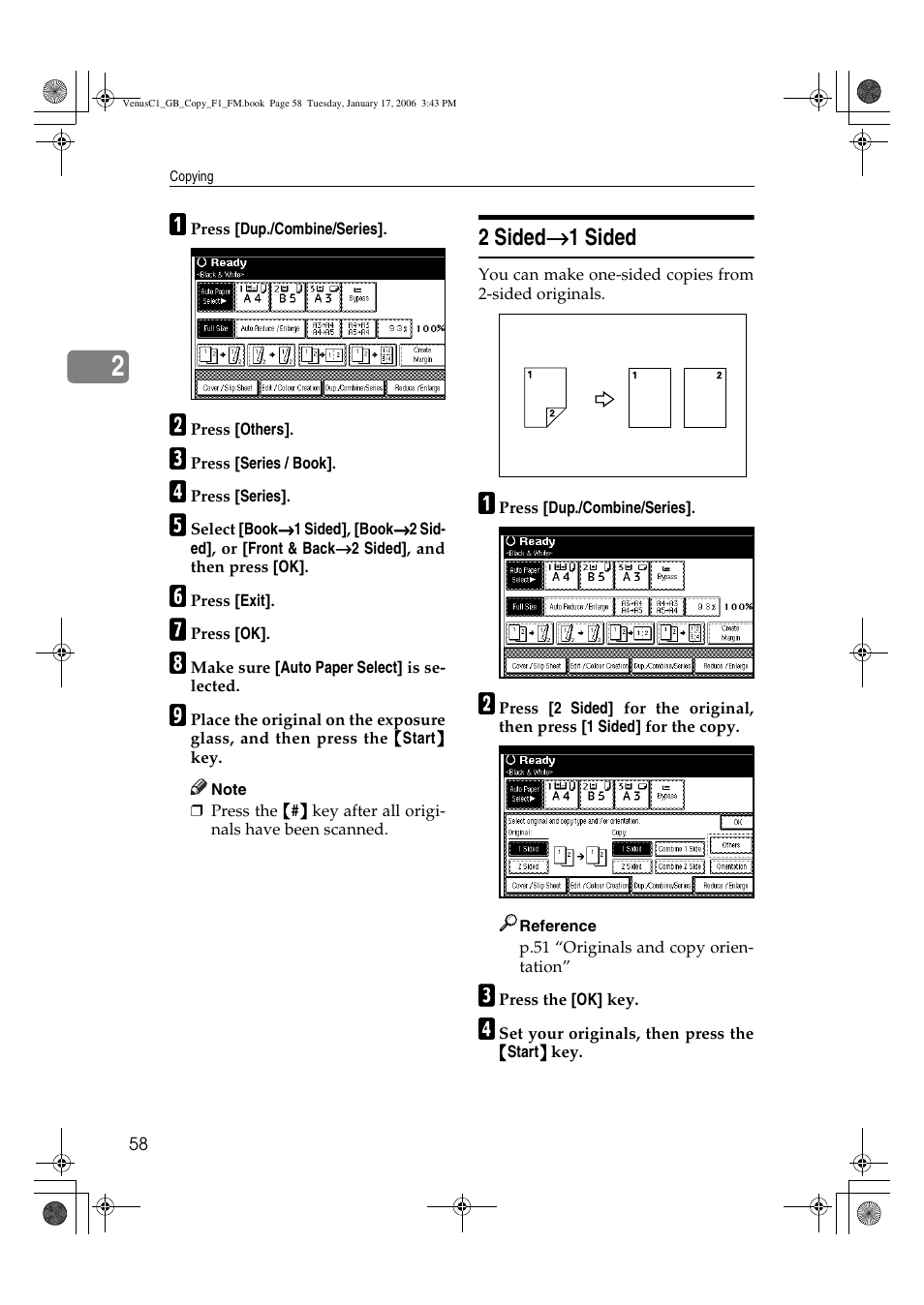 2 sided → → → → 1 sided | Ricoh Aficio 3260C User Manual | Page 72 / 196