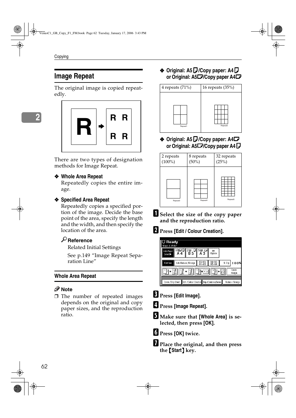 Image repeat | Ricoh Aficio 3260C User Manual | Page 76 / 196