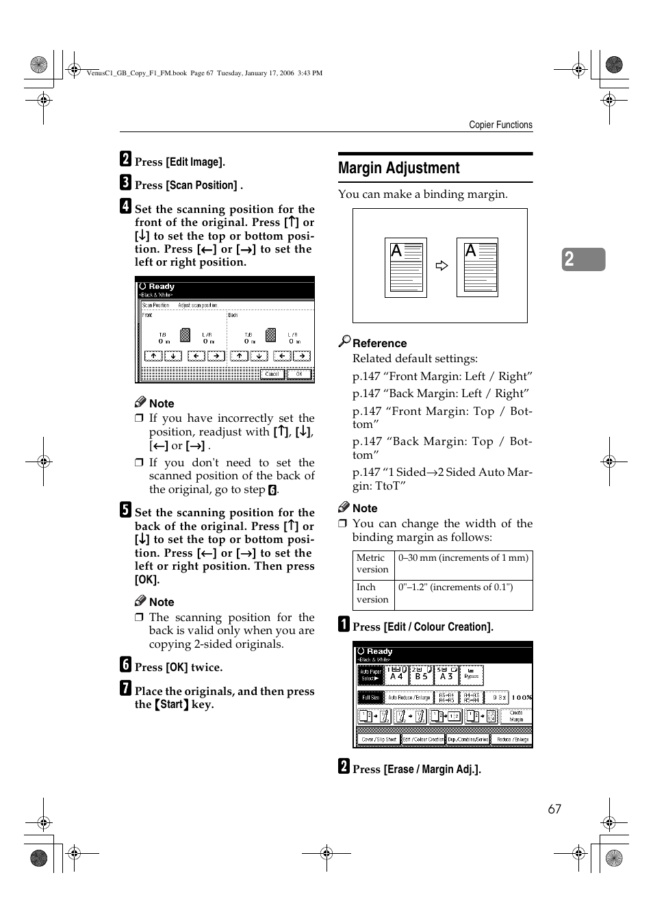 Margin adjustment | Ricoh Aficio 3260C User Manual | Page 81 / 196