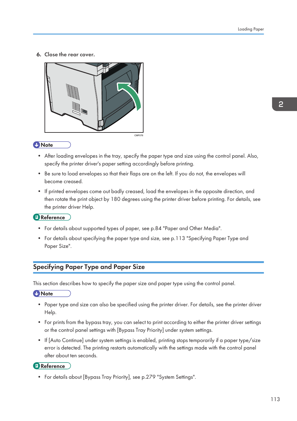 Specifying paper type and paper size | Ricoh SP3510SF User Manual | Page 115 / 476