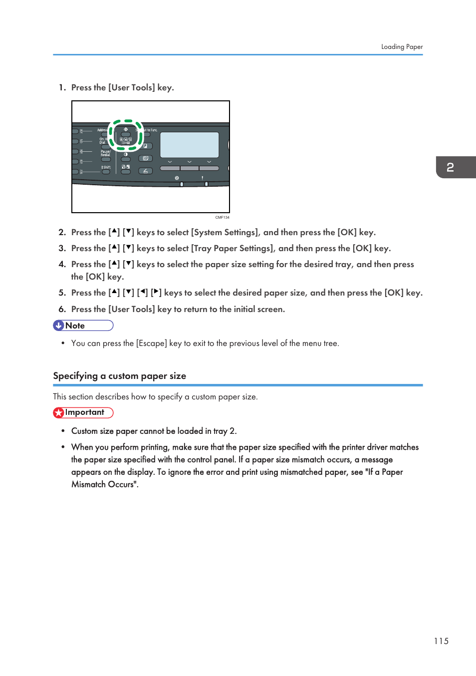 Specifying a custom paper size | Ricoh SP3510SF User Manual | Page 117 / 476