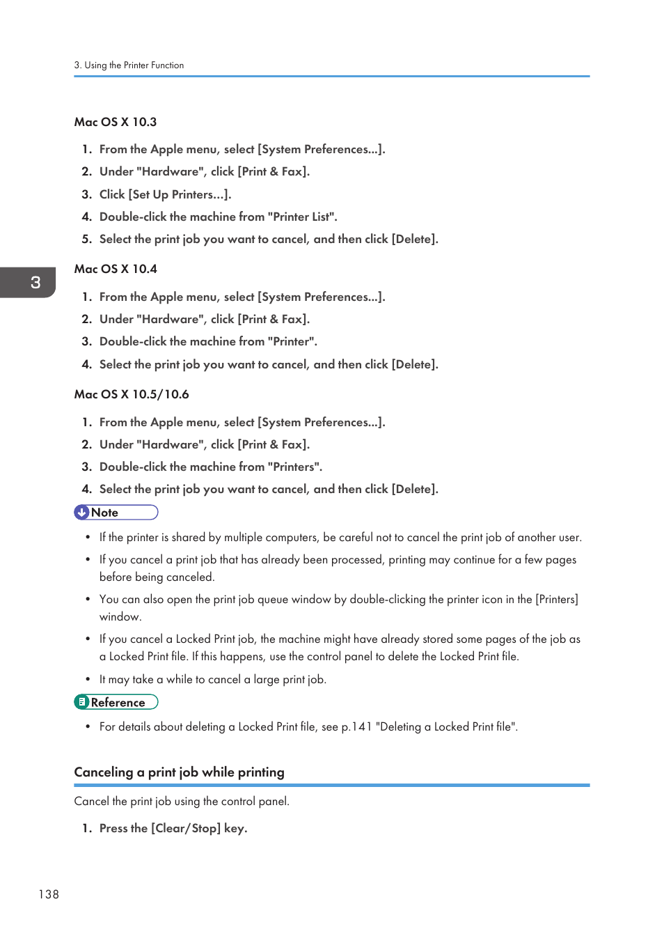 Canceling a print job while printing | Ricoh SP3510SF User Manual | Page 140 / 476