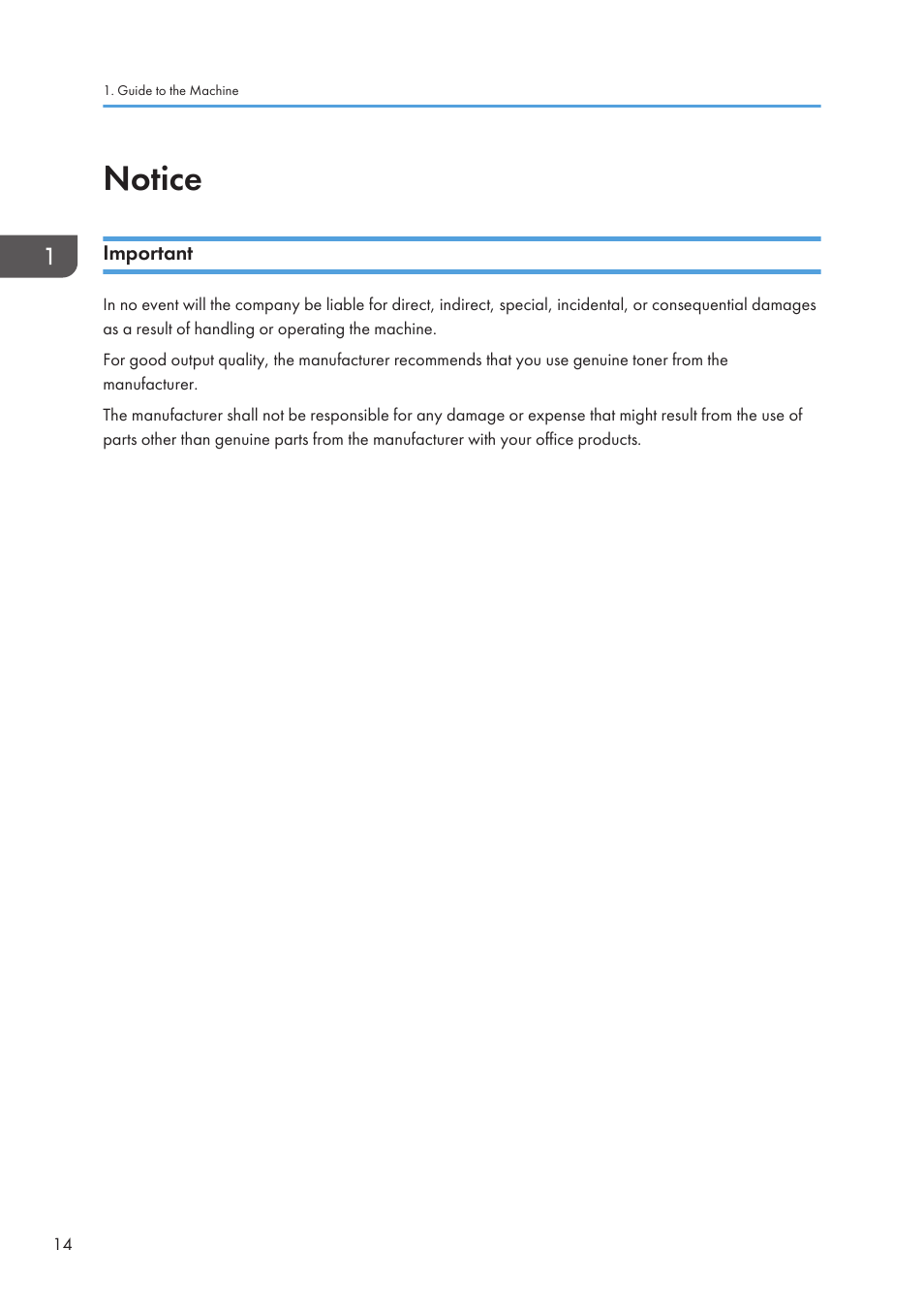 Notice, Important | Ricoh SP3510SF User Manual | Page 16 / 476