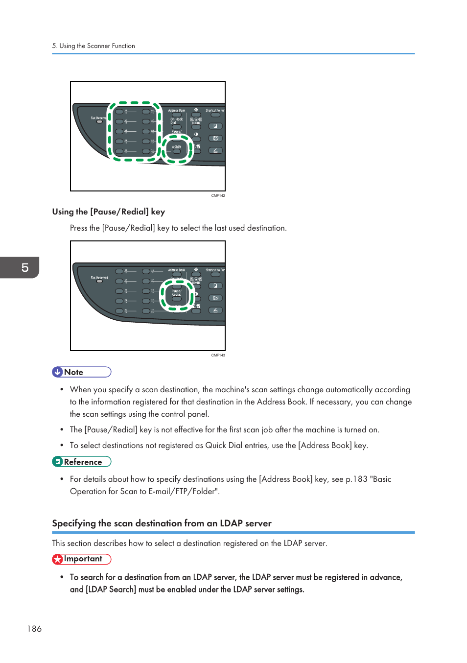 Scan destination from an ldap server | Ricoh SP3510SF User Manual | Page 188 / 476