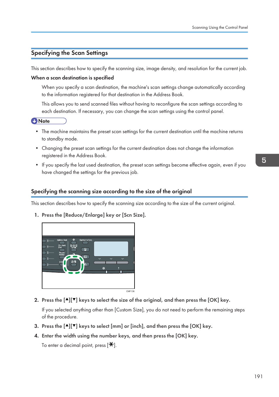 Specifying the scan settings | Ricoh SP3510SF User Manual | Page 193 / 476