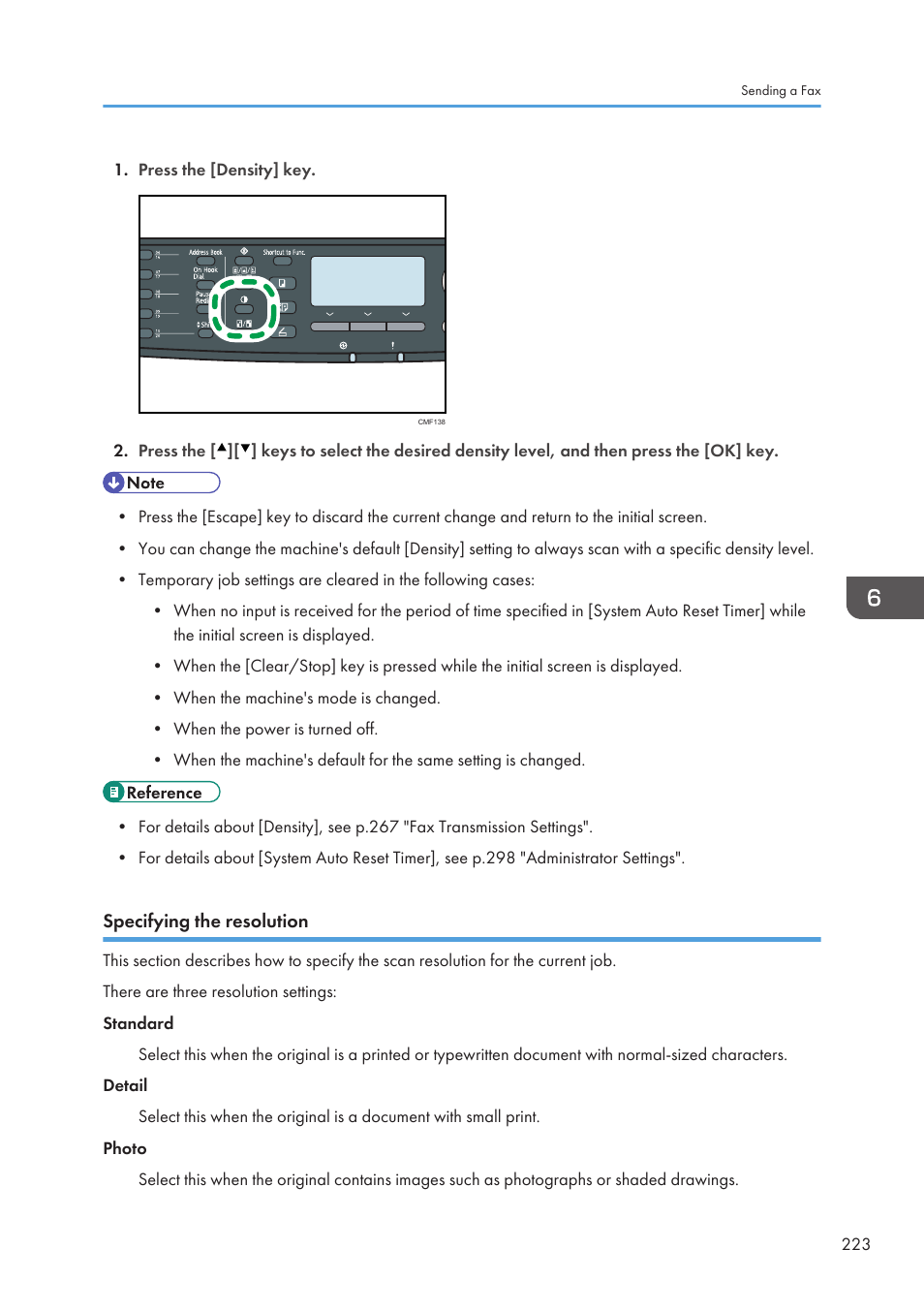 Specifying the resolution | Ricoh SP3510SF User Manual | Page 225 / 476