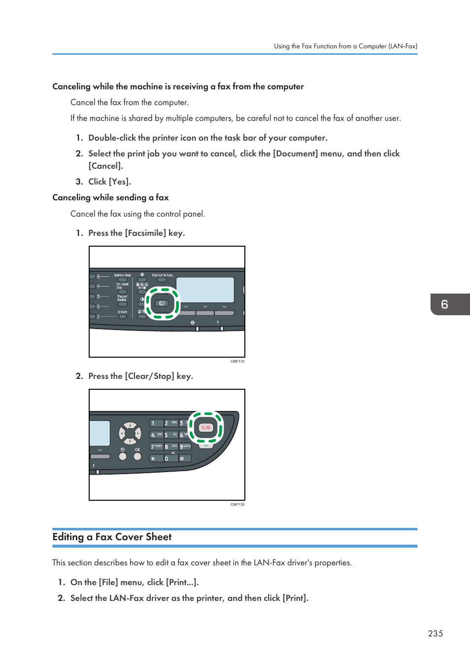 Editing a fax cover sheet | Ricoh SP3510SF User Manual | Page 237 / 476