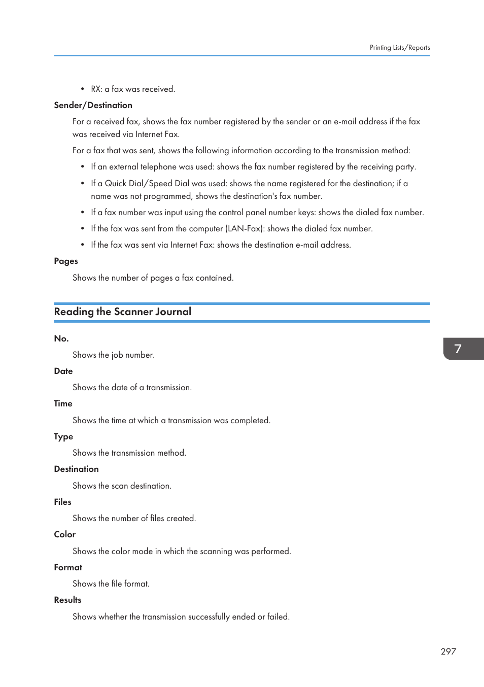 Reading the scanner journal | Ricoh SP3510SF User Manual | Page 299 / 476