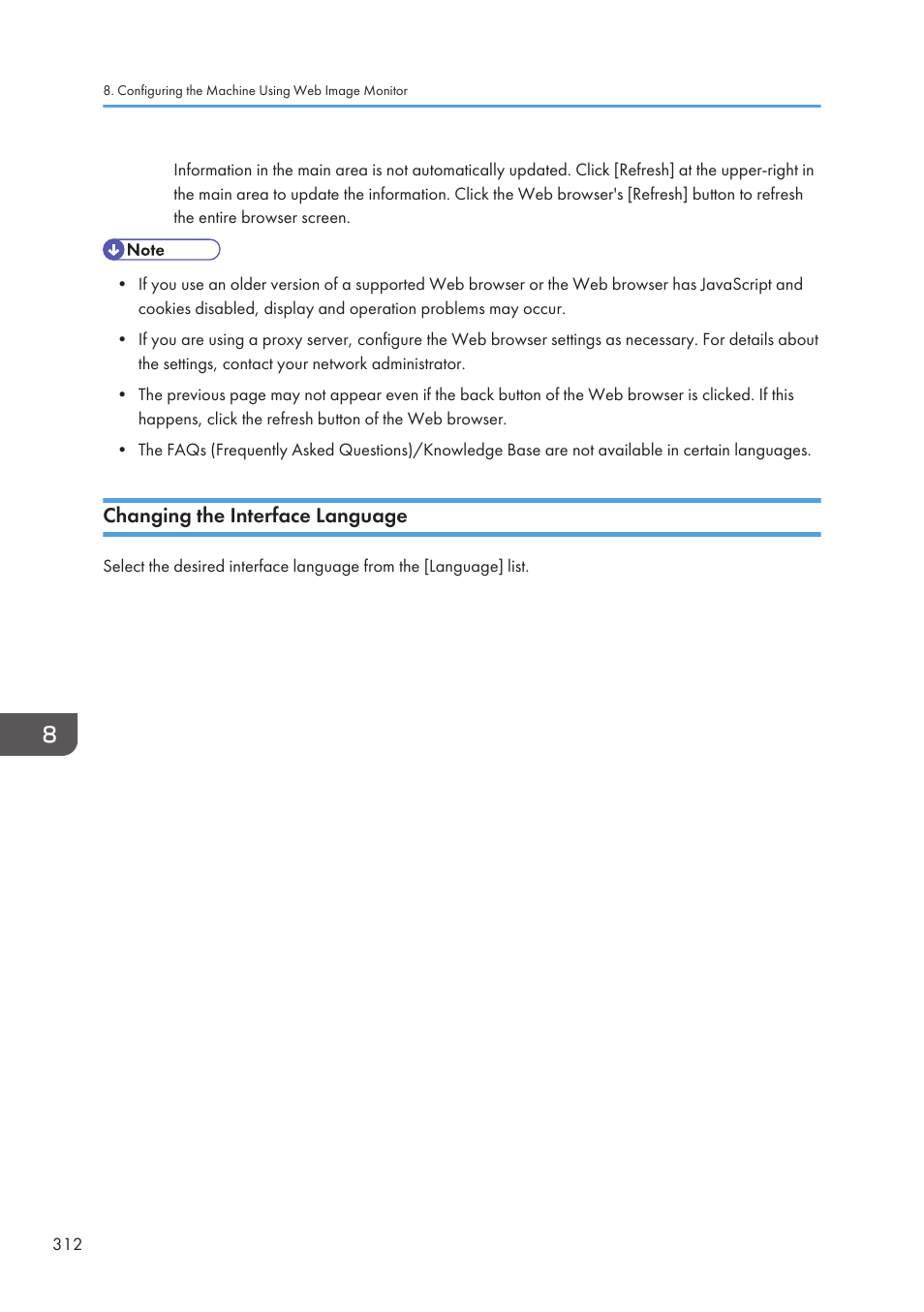 Changing the interface language | Ricoh SP3510SF User Manual | Page 314 / 476