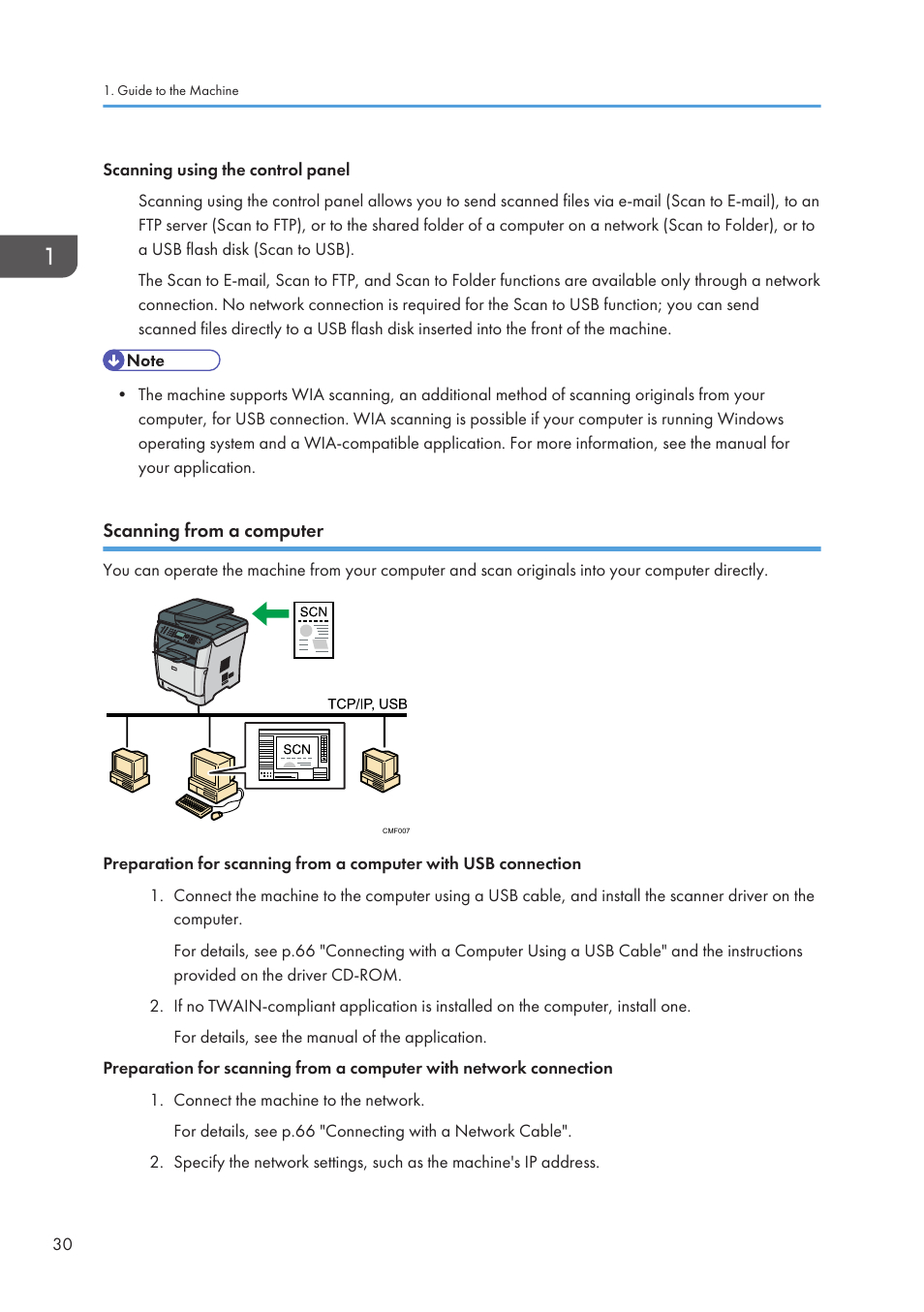 Scanning from a computer | Ricoh SP3510SF User Manual | Page 32 / 476