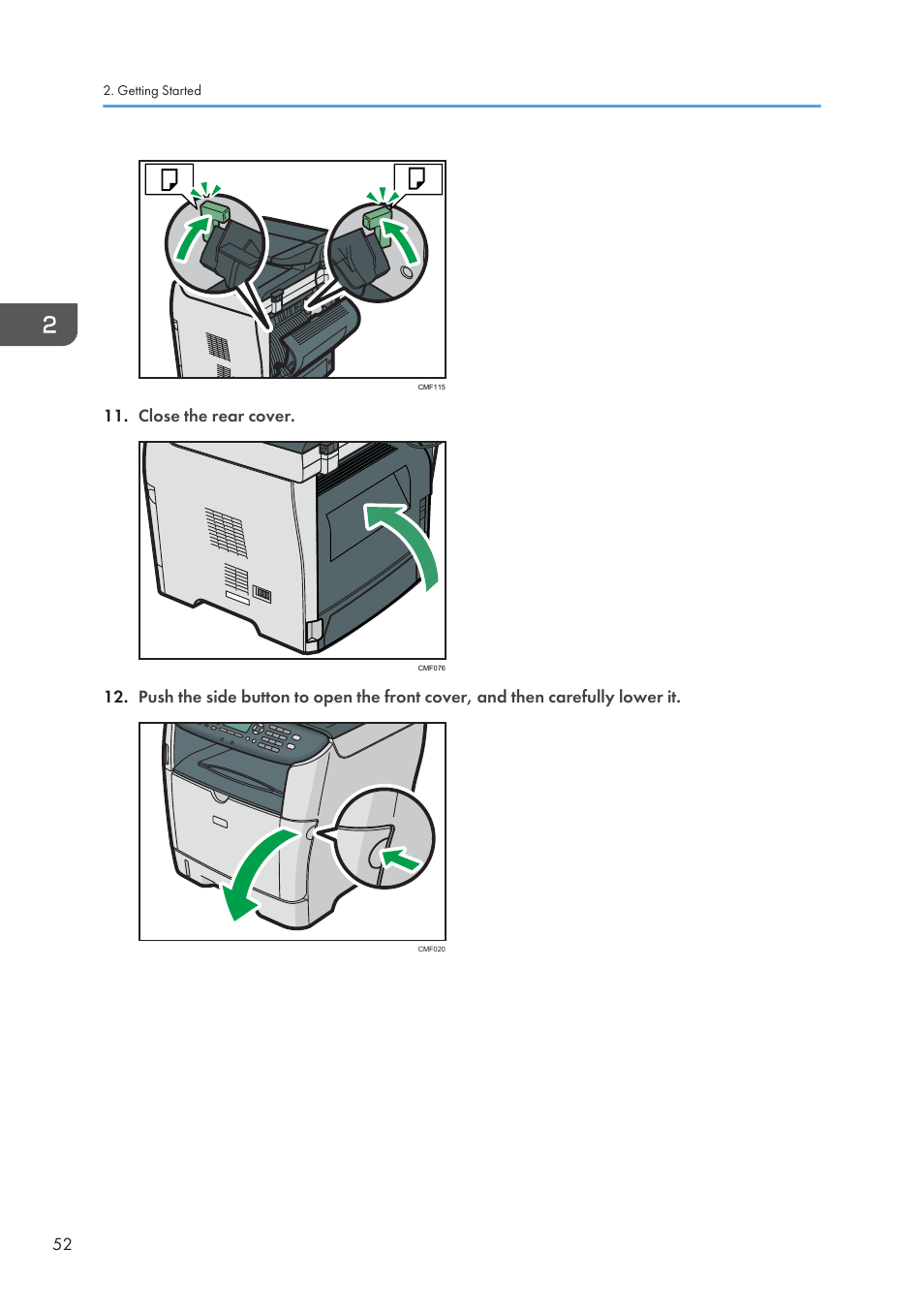 Close the rear cover | Ricoh SP3510SF User Manual | Page 54 / 476