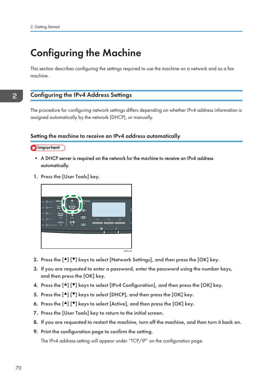 Configuring the machine, Configuring the ipv4 address settings, For details, see p.70 "configuring the machine | Ricoh SP3510SF User Manual | Page 72 / 476