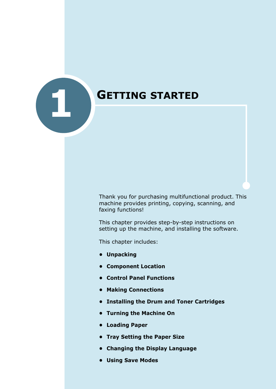Getting started, Chapter 1, Etting | Started | Ricoh 4016 Series User Manual | Page 12 / 192