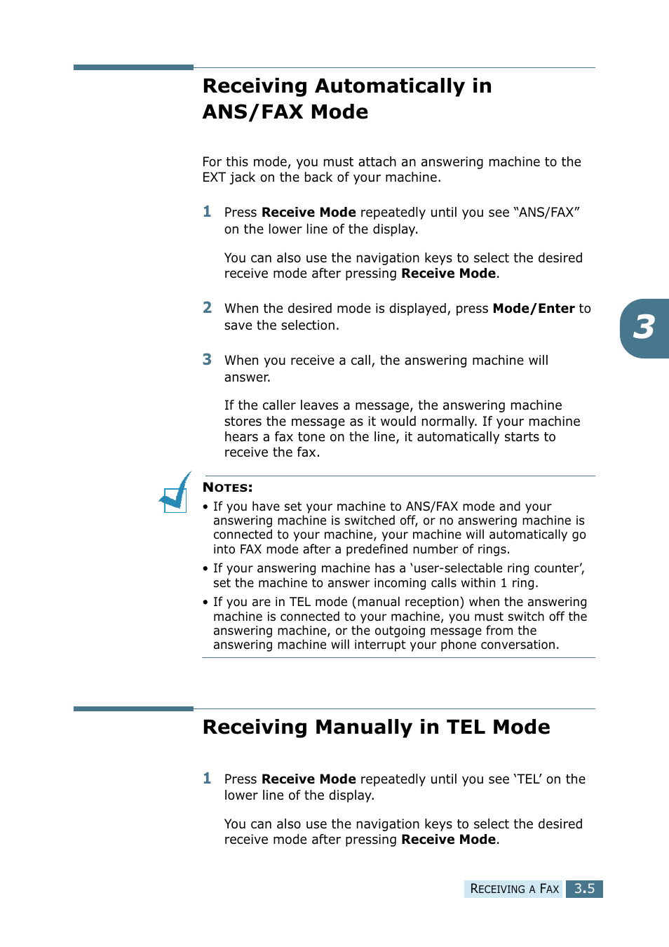 Receiving automatically in ans/fax mode, Receiving manually in tel mode | Ricoh 4016 Series User Manual | Page 152 / 192