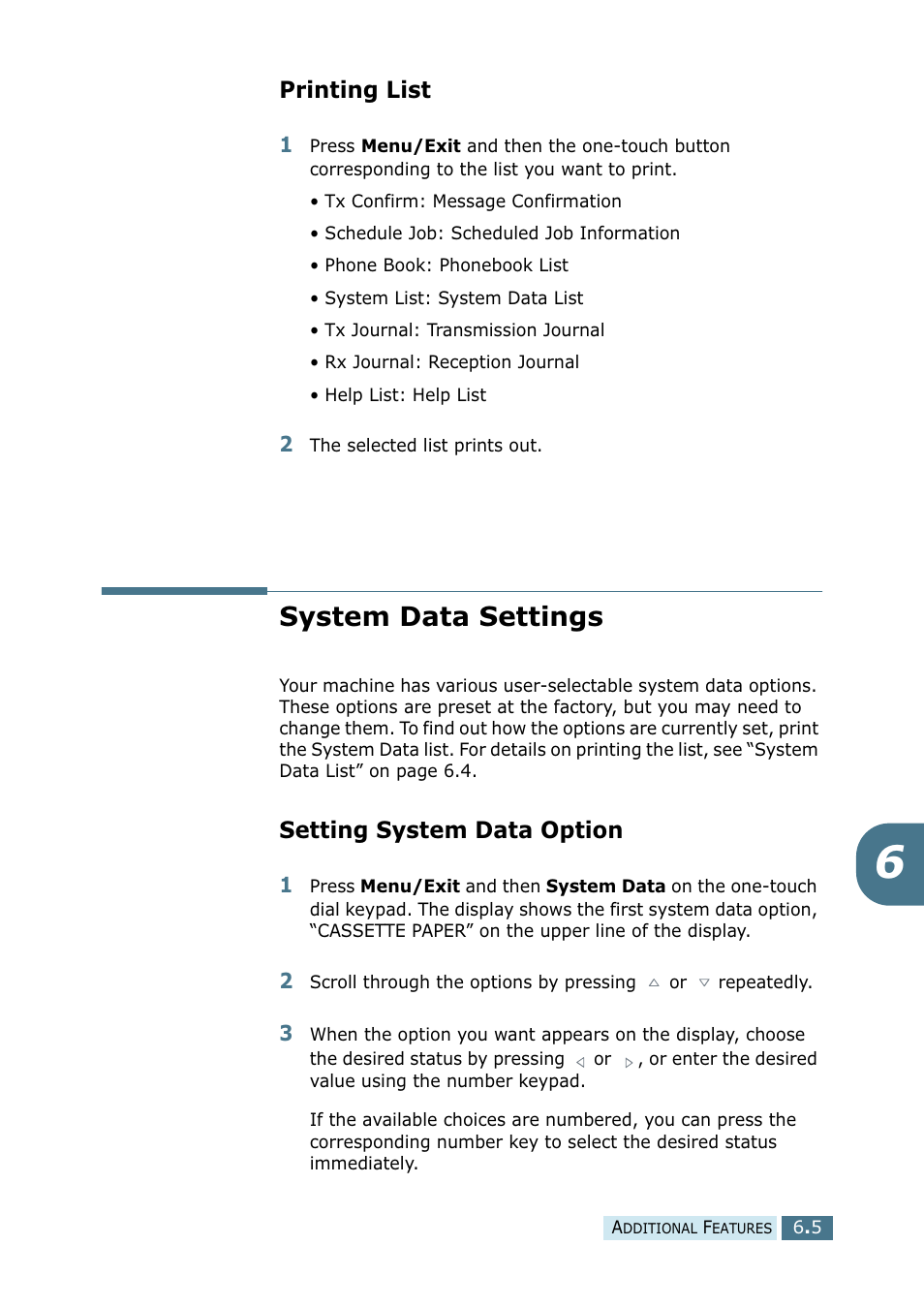 Printing list, System data settings, Setting system data option | Ricoh 4016 Series User Manual | Page 182 / 192