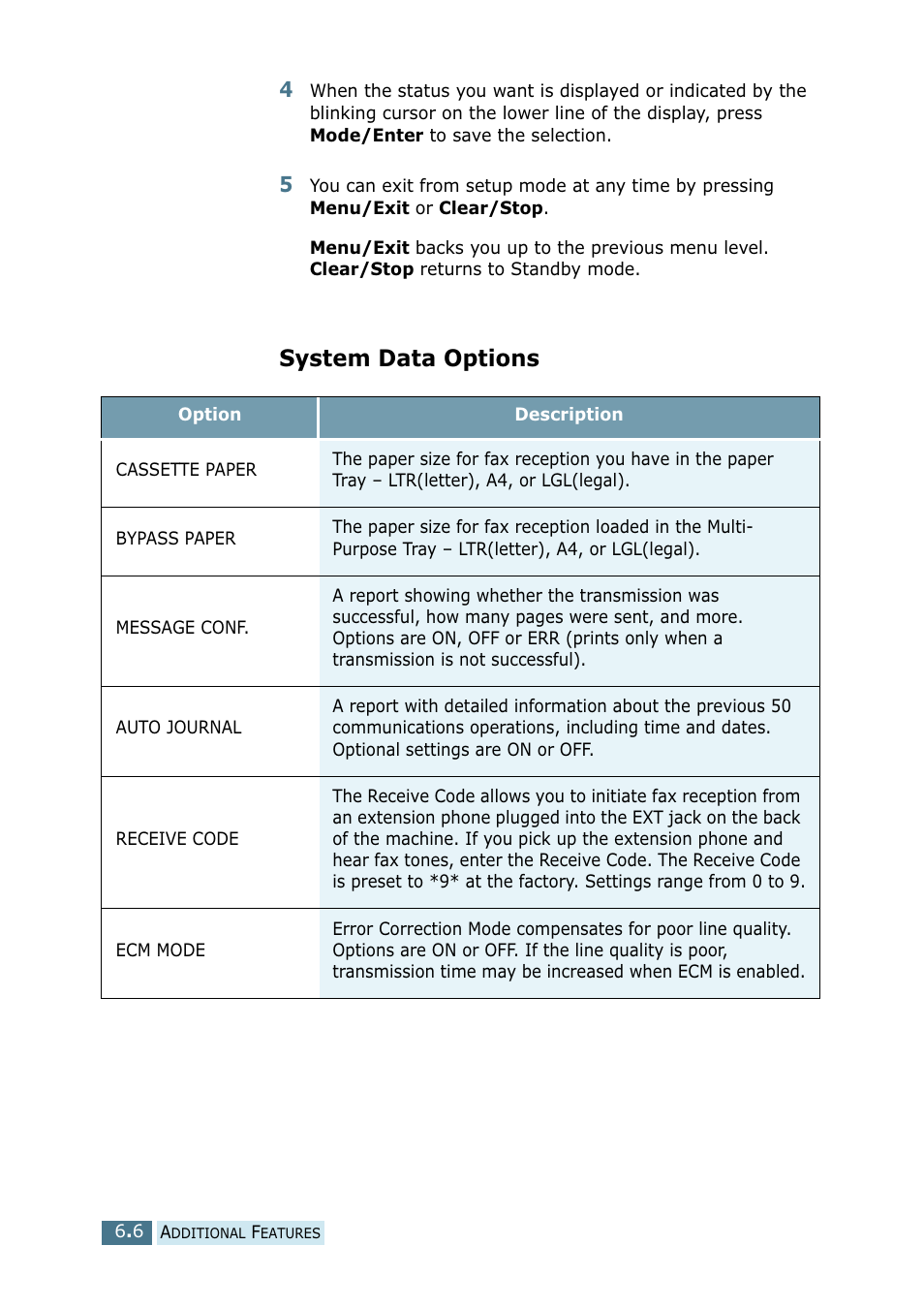System data options, O change the number of rings, See “system data options | Ricoh 4016 Series User Manual | Page 183 / 192