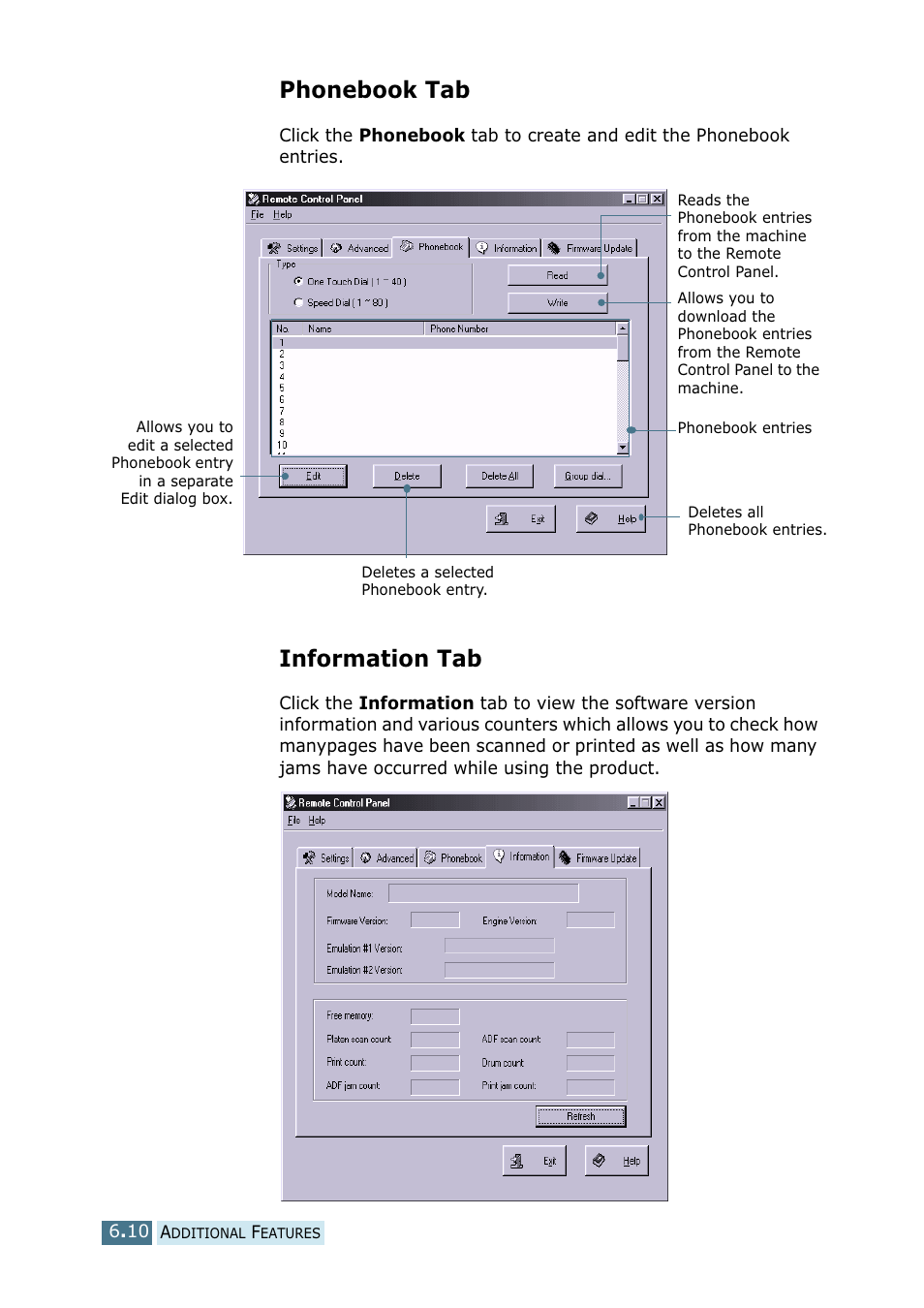 Phonebook tab, Information tab, Phonebook tab information tab | Ricoh 4016 Series User Manual | Page 187 / 192
