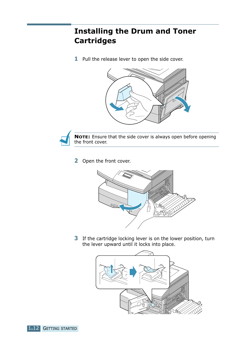 Installing the drum and toner cartridges | Ricoh 4016 Series User Manual | Page 23 / 192