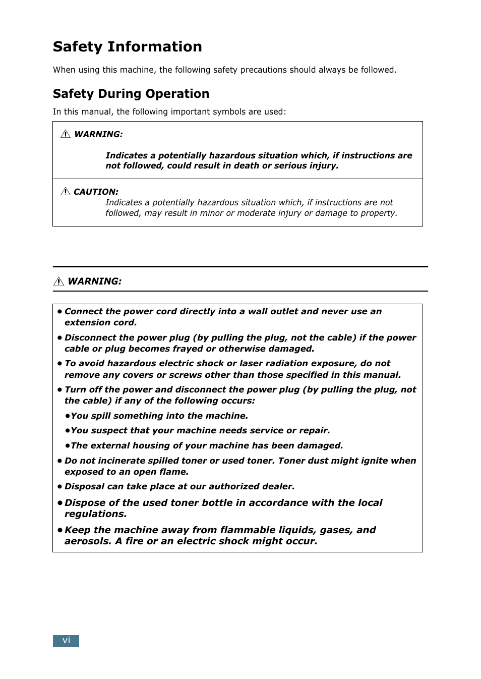 Safety information, Safety during operation | Ricoh 4016 Series User Manual | Page 3 / 192