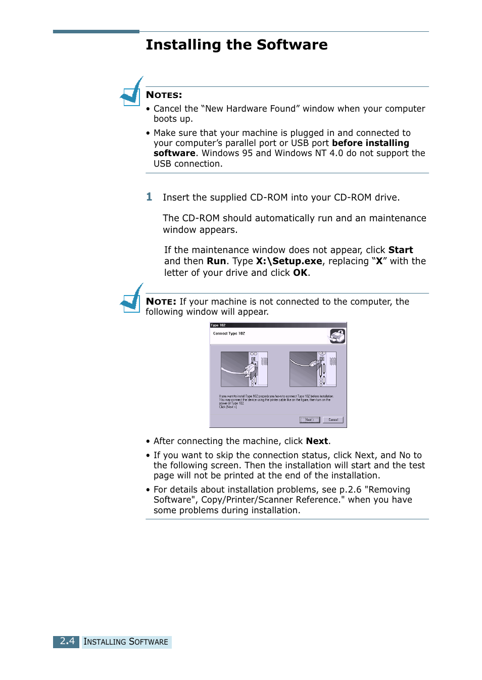 Installing the software | Ricoh 4016 Series User Manual | Page 35 / 192