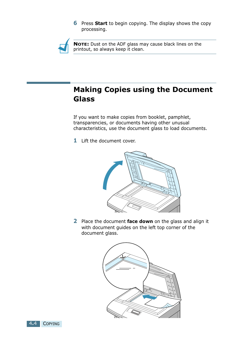 Making copies using the document glass | Ricoh 4016 Series User Manual | Page 51 / 192
