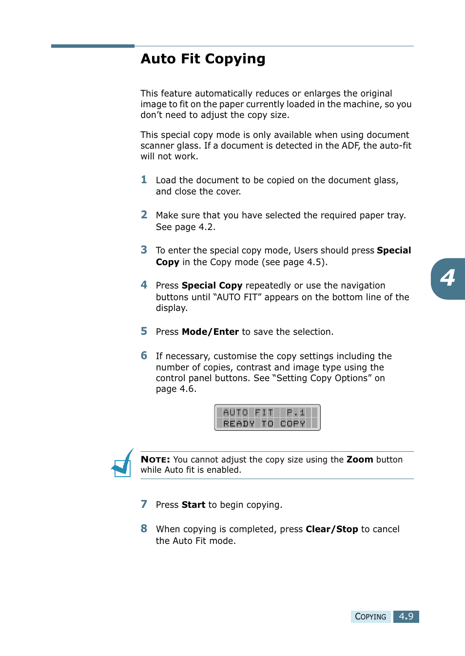 Auto fit copying | Ricoh 4016 Series User Manual | Page 56 / 192