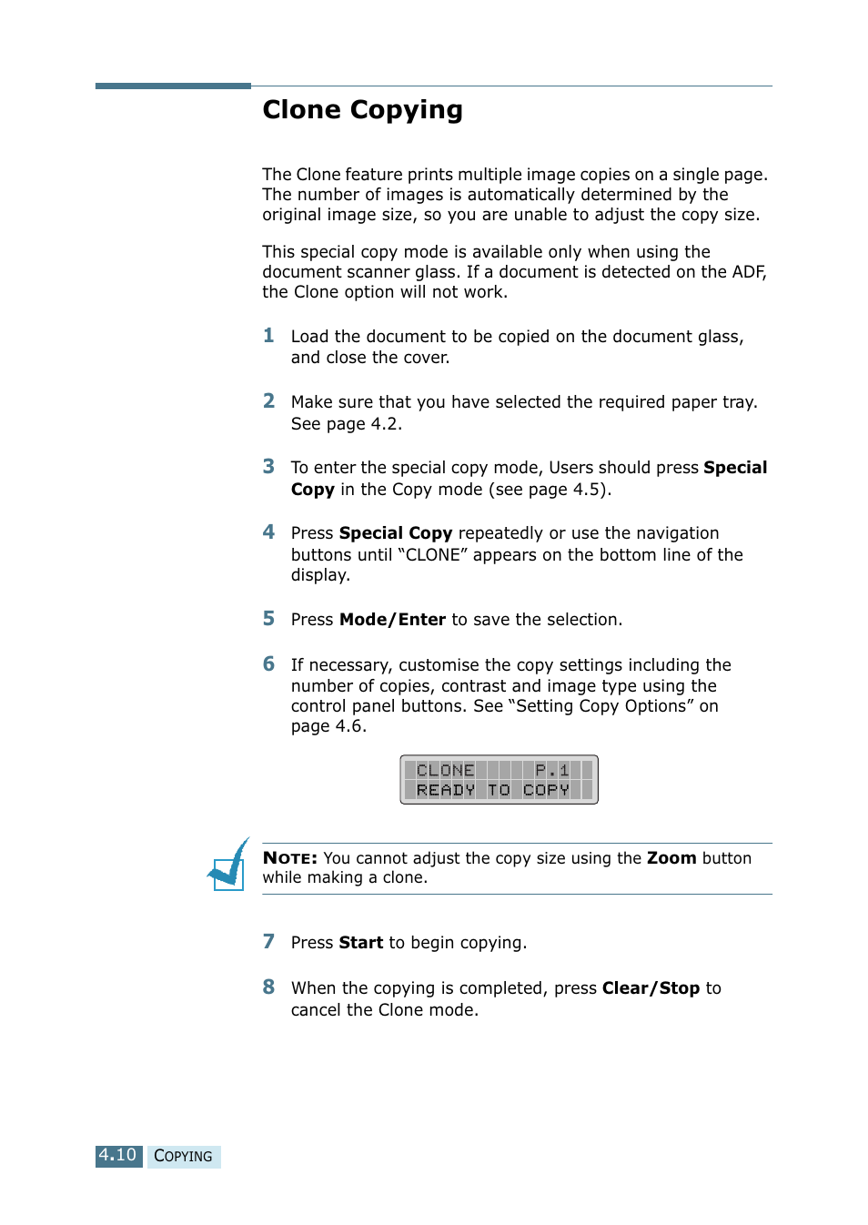 Clone copying | Ricoh 4016 Series User Manual | Page 57 / 192