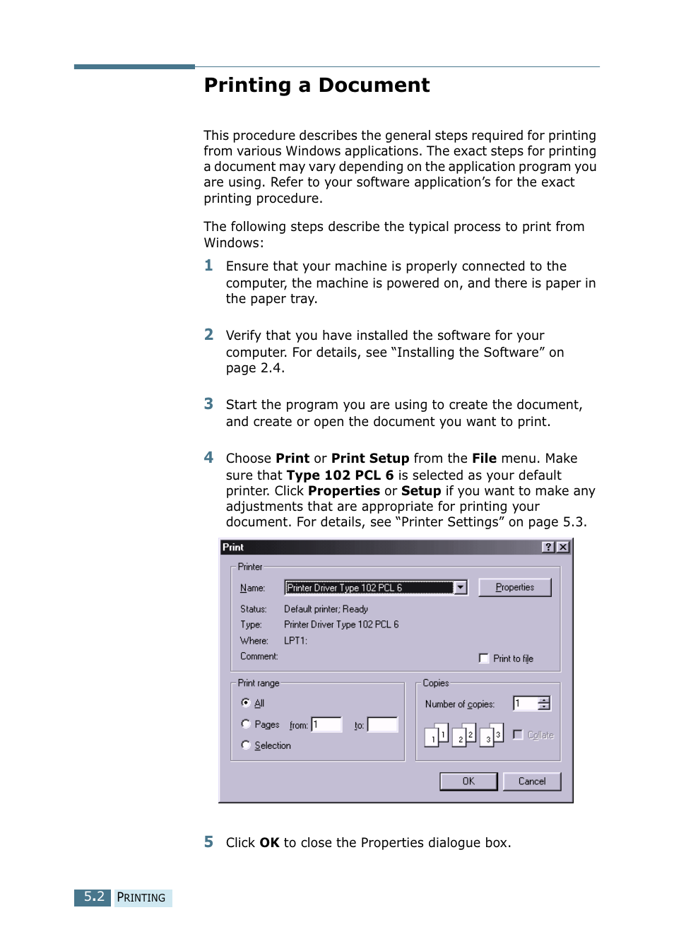 Printing a document | Ricoh 4016 Series User Manual | Page 63 / 192