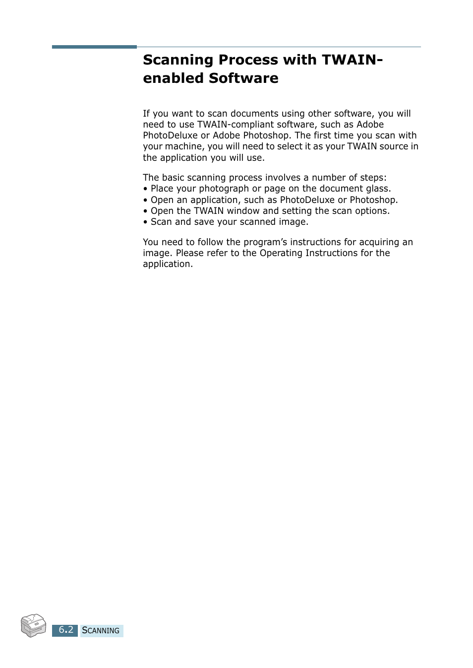 Scanning process with twain- enabled software, Scanning process with twain-enabled software | Ricoh 4016 Series User Manual | Page 85 / 192