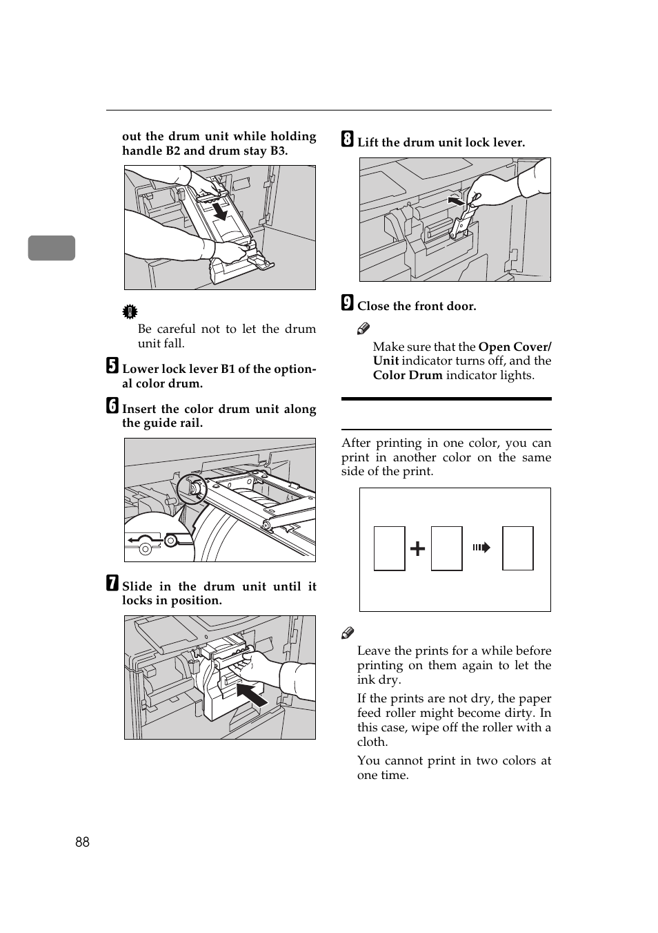 P.88 “printing in two col, Printing in two colors, Rp r p | Ricoh Priport JP5000 User Manual | Page 110 / 465