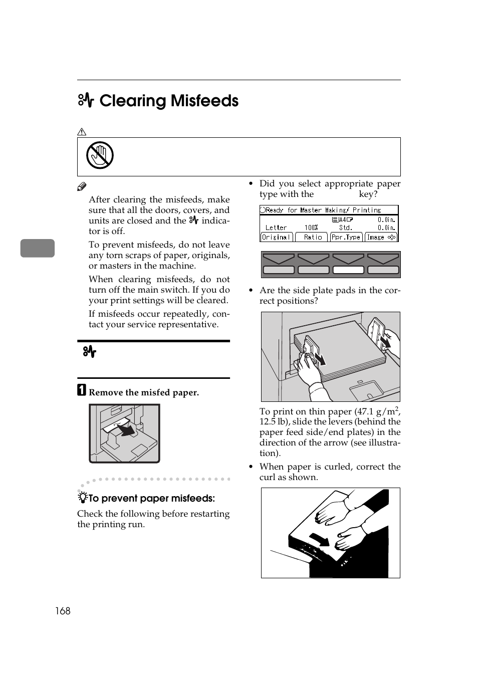4x clearing misfeeds | Ricoh Priport JP5000 User Manual | Page 190 / 465