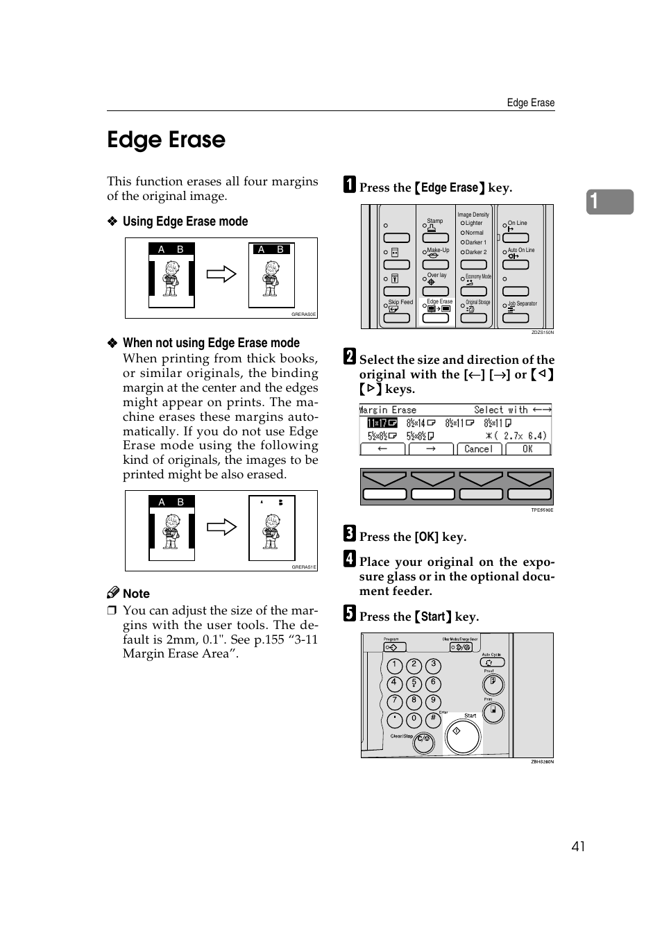 Edge erase, Making a command sheet, 1edge erase | Ricoh Priport JP5000 User Manual | Page 293 / 465