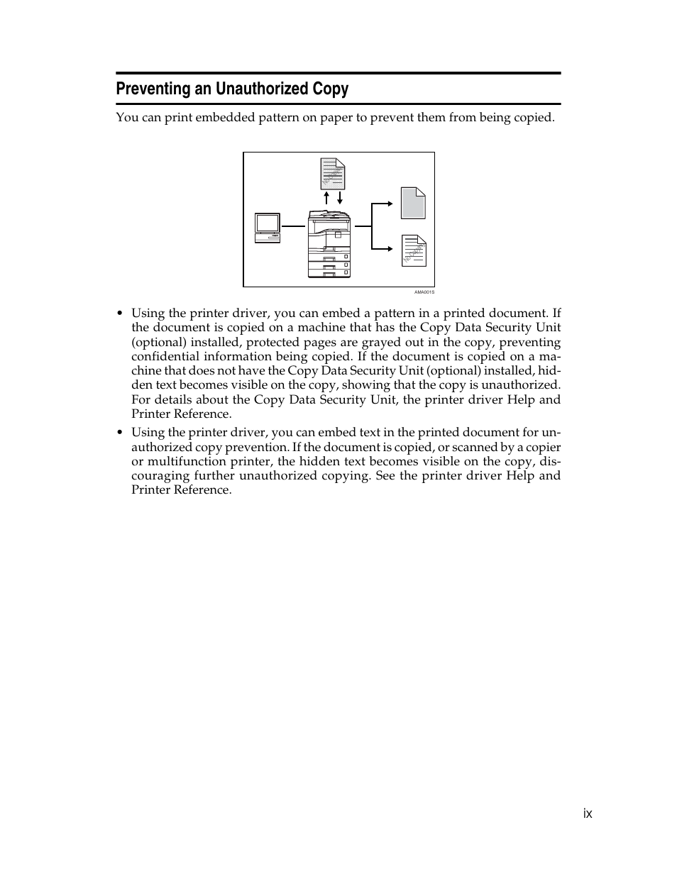 Preventing an unauthorized copy | Ricoh Aficio 615C User Manual | Page 11 / 76
