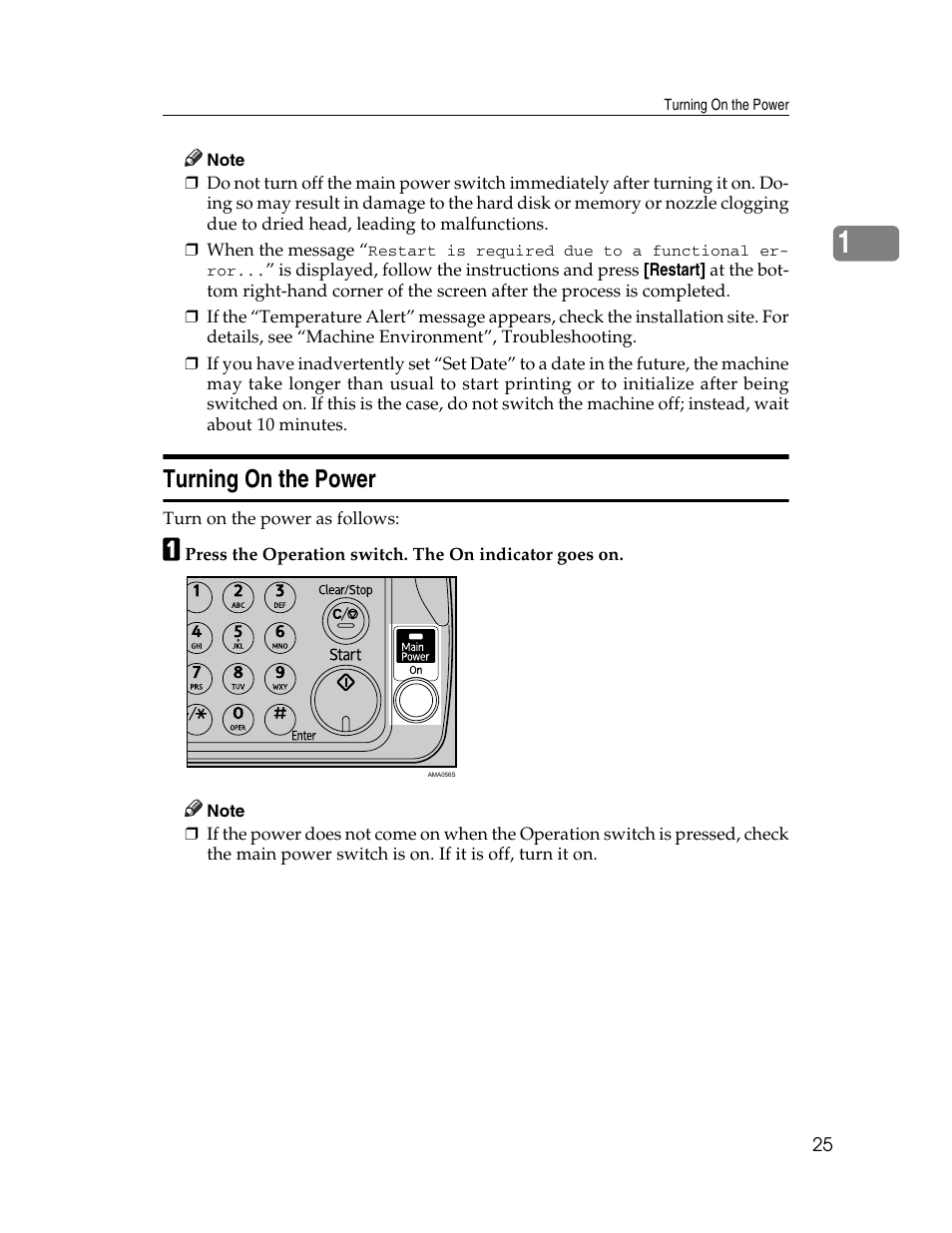 Turning on the power | Ricoh Aficio 615C User Manual | Page 39 / 76