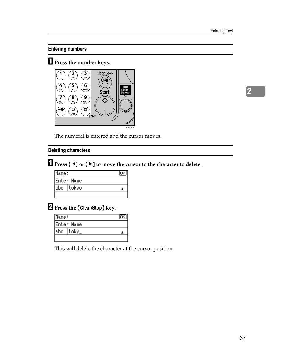 Entering numbers, Deleting characters | Ricoh Aficio 615C User Manual | Page 51 / 76