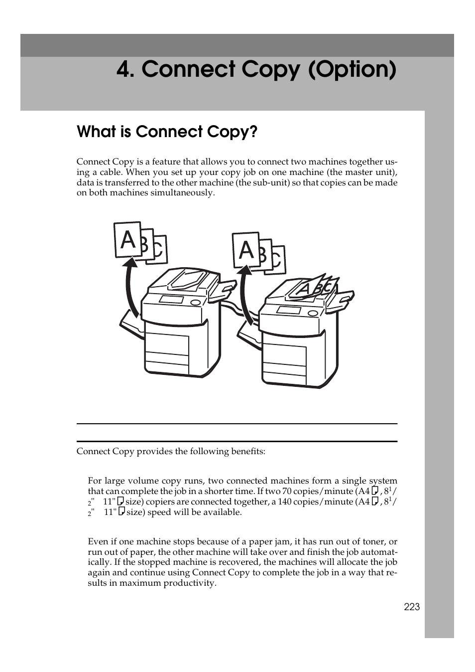 Connect copy (option), What is connect copy | Ricoh 700 User Manual | Page 239 / 372
