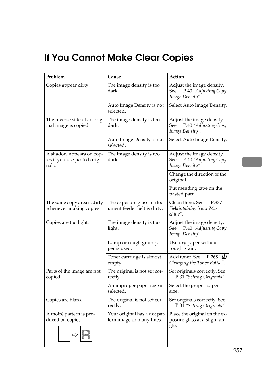 If you cannot make clear copies, 5if you cannot make clear copies | Ricoh 700 User Manual | Page 273 / 372