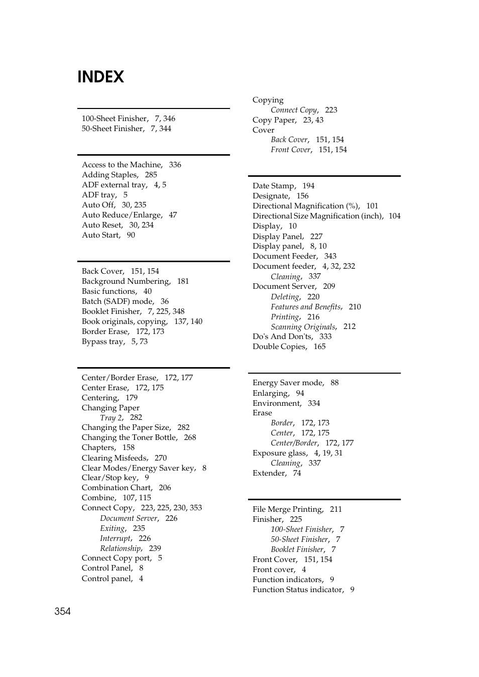Index | Ricoh 700 User Manual | Page 370 / 372