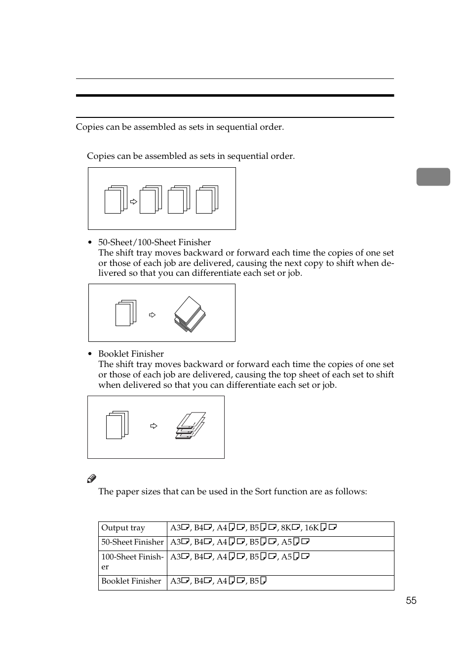 Sort, Metric version | Ricoh 700 User Manual | Page 71 / 372