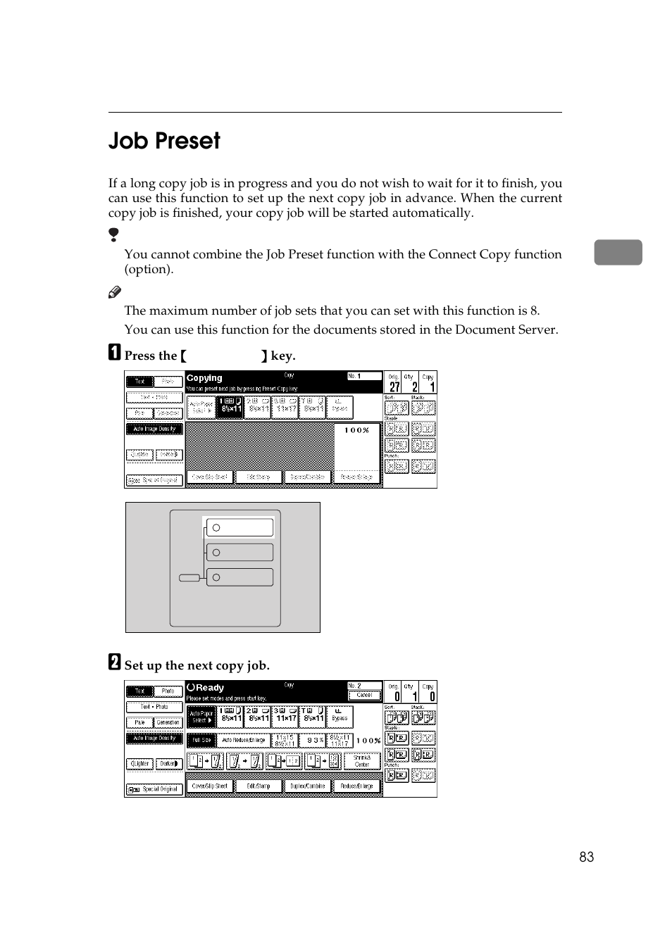 Job preset, 2job preset | Ricoh 700 User Manual | Page 99 / 372