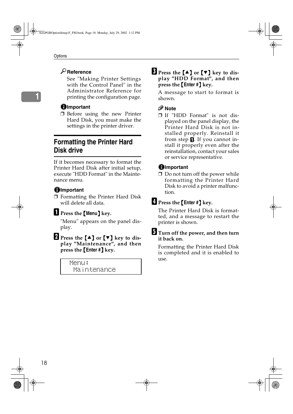 Formatting the printer hard disk drive | Ricoh AFICIO CL3000DN User Manual | Page 22 / 48