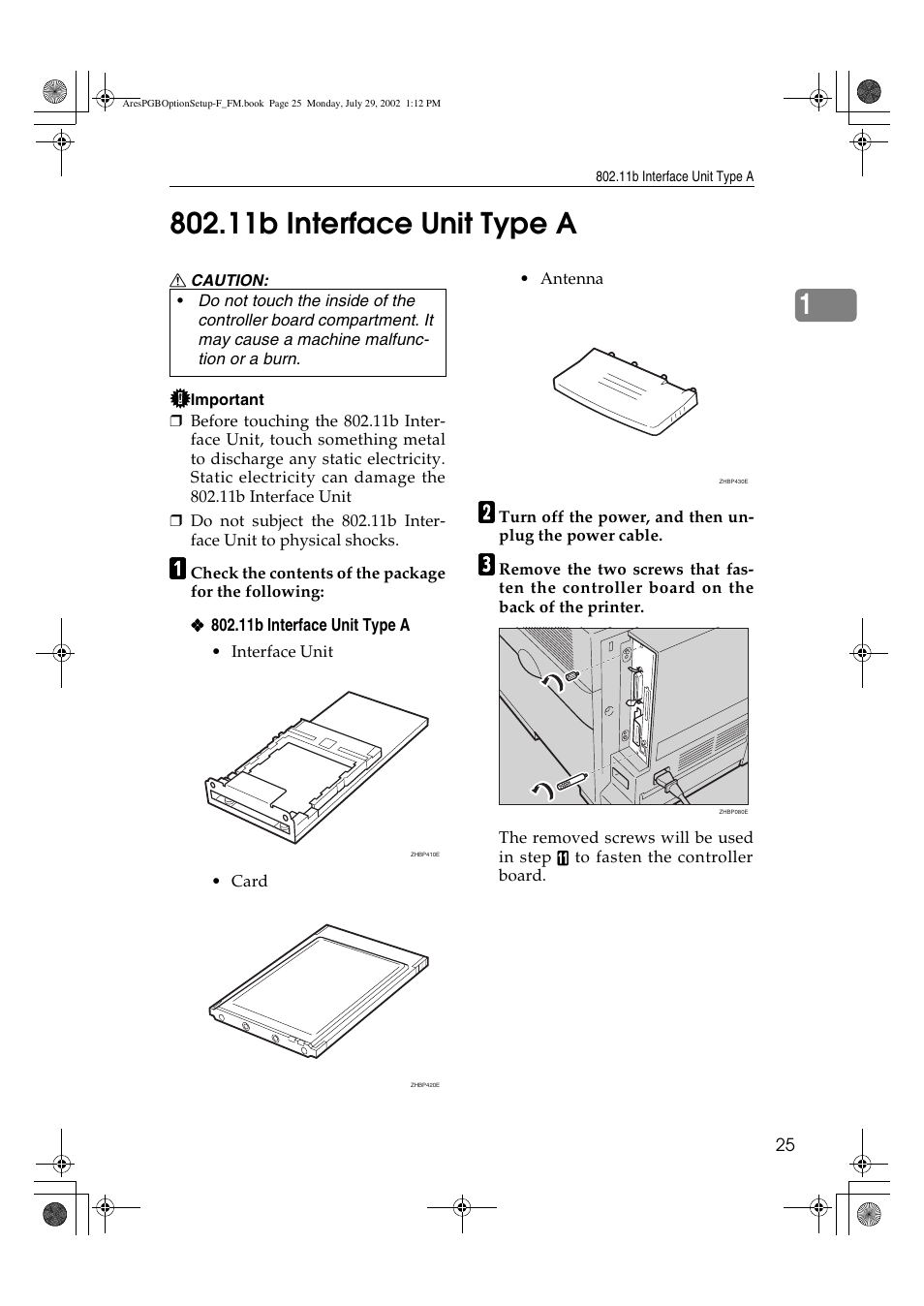 11b interface unit type a | Ricoh AFICIO CL3000DN User Manual | Page 29 / 48