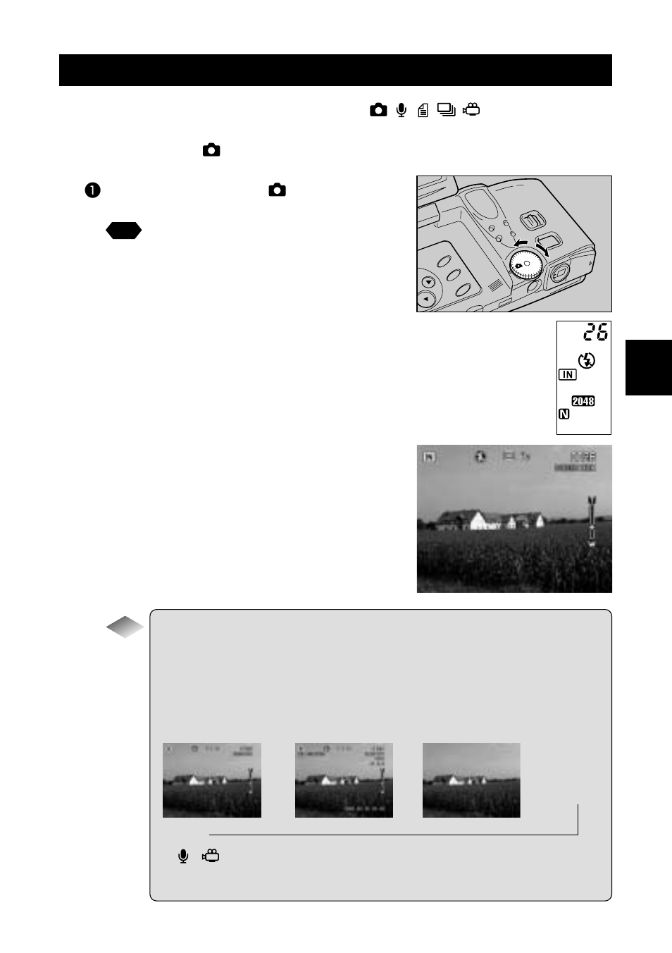 Selecting a recording mode, Lcd monitor display (camera mode) | Ricoh Camera RDC-i700 User Manual | Page 51 / 155