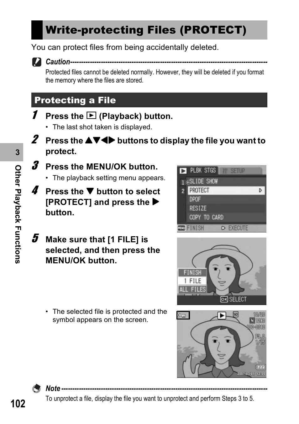 Write-protecting files (protect) | Ricoh Caplio R6 User Manual | Page 104 / 195